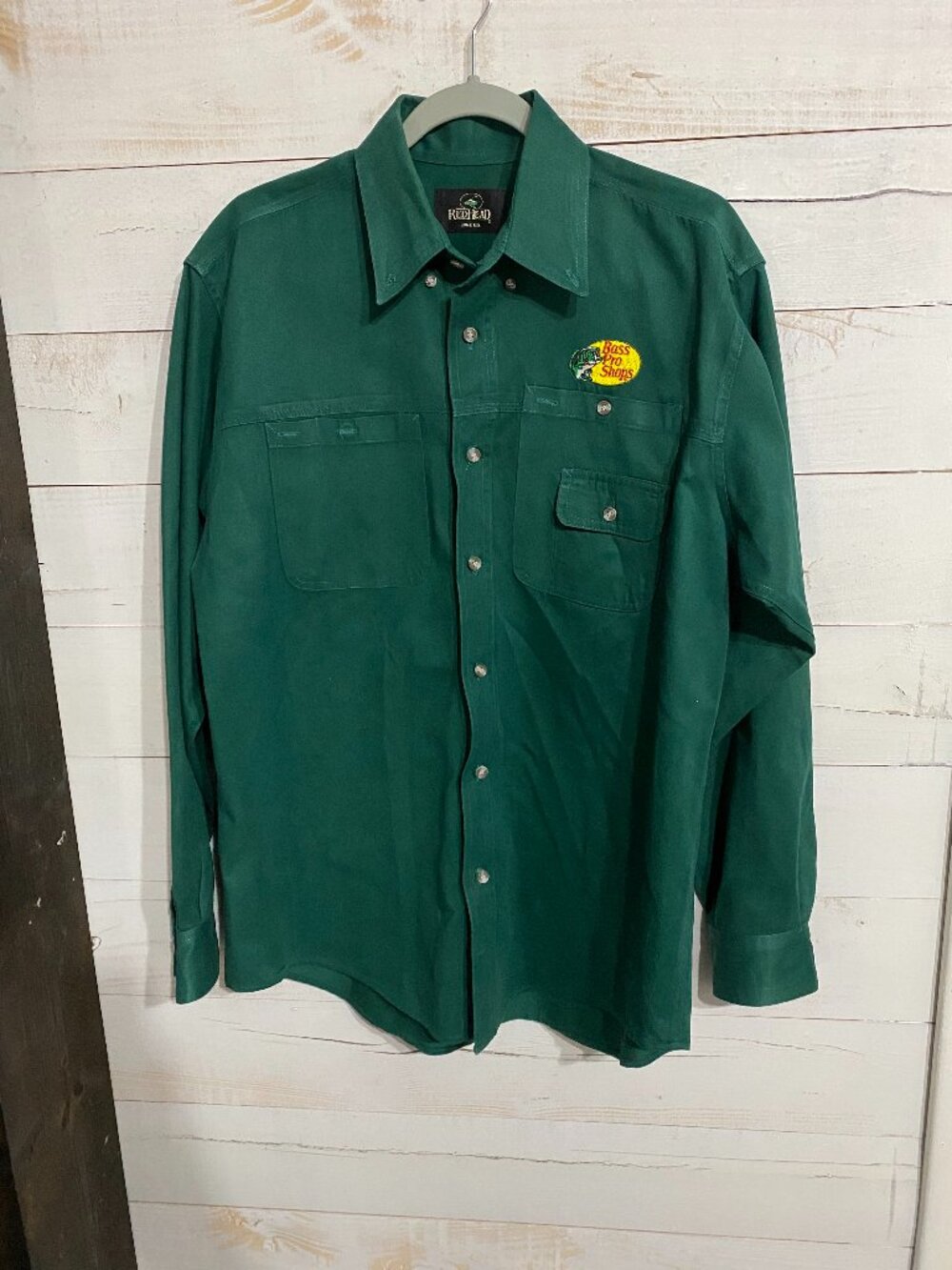 RedHead Bass Pro Shops Green Button Down Long Sleeve Shirt Size M
